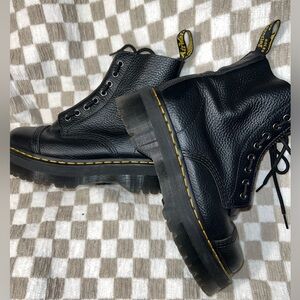 Dr. Martens Black Boots with Yellow Stitching